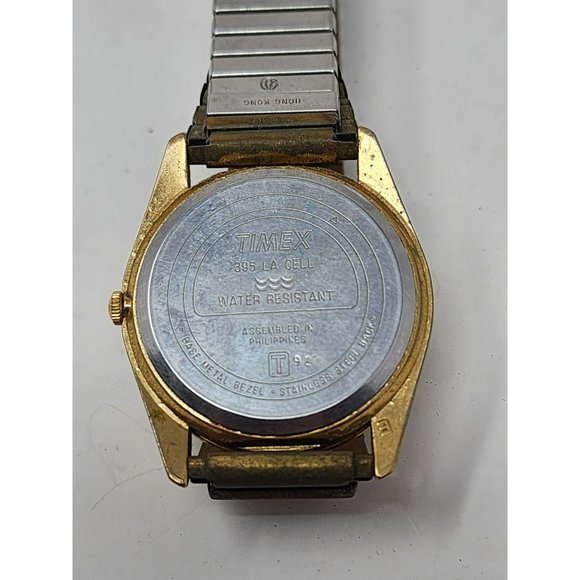 Vintage Men's Timex Quartz Gold Tone Analog Day Date Watch LA Cell WC Steel - Picture 3 of 4